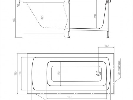 Акриловая Ванна «Alex Baitler» Garda 170х75, Комплект (097480)