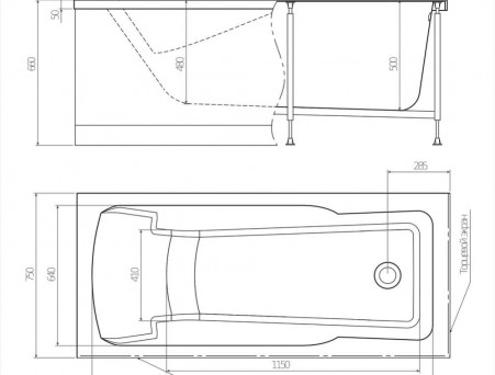 Акриловая Ванна «Alex Baitler» Madin 170х75, Комплект (097482)