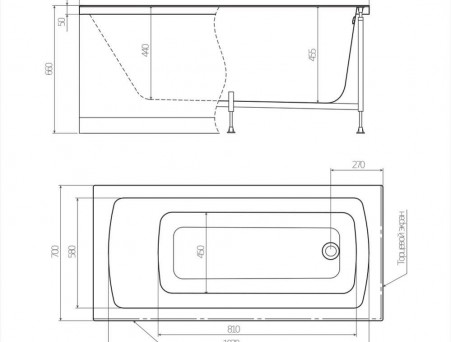 Акриловая Ванна «Alex Baitler» Garda 120х70, Комплект (097477)