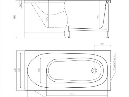 Акриловая Ванна «Alex Baitler» Nemi 150х70, Комплект (097483)