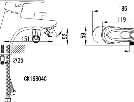 Смеситель для Ванны с Душем «Lemark» Luna, Хром (LM4115C)