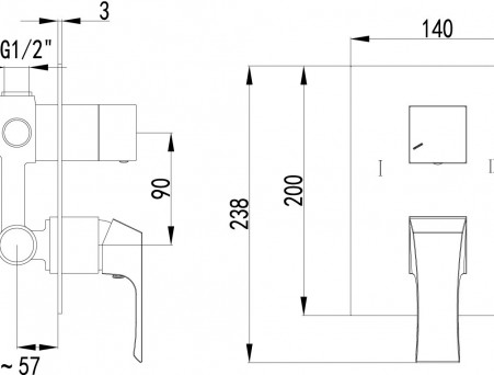 Смеситель для Ванны с Душем «Lemark» Unit, Хром (LM4527C)
