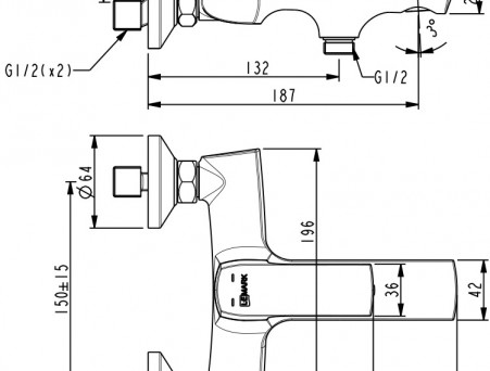 Смеситель для Ванны с Душем «Lemark» Ursus, Черный (LM7214BL)