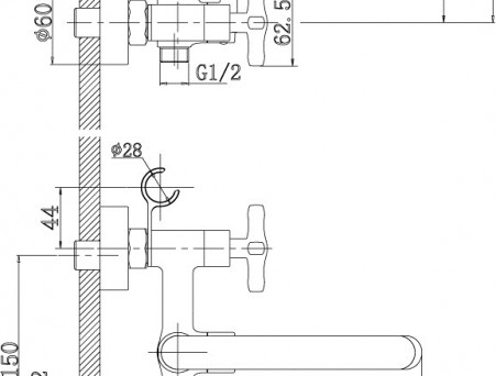 Смеситель для Ванны с Душем «Rossinka» RS39, Хром (RS39-83)