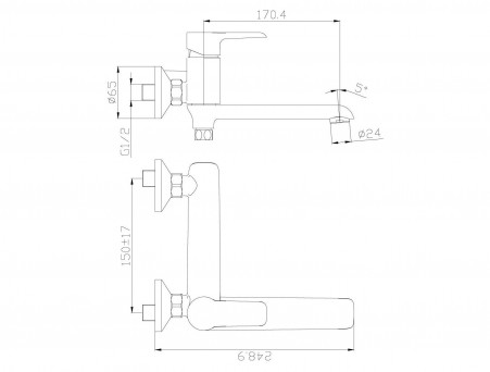 Смеситель для Ванны с Душем «Rossinka» W, Белый, Хром (W35-33)