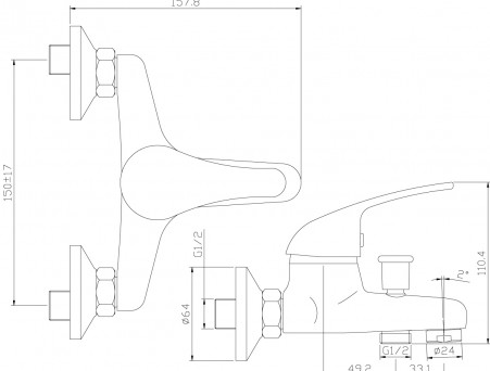 Смеситель для Ванны с Душем «Rossinka» Y, Хром (Y40-31)