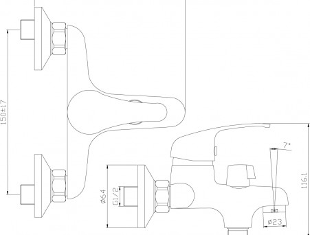 Смеситель для Ванны с Душем «Rossinka» Y, Хром (Y35-30)