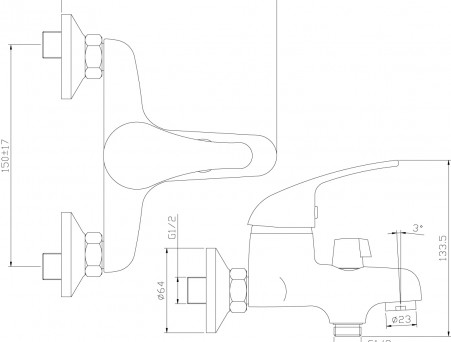 Смеситель для Ванны с Душем «Rossinka» Y, Хром (Y40-30)