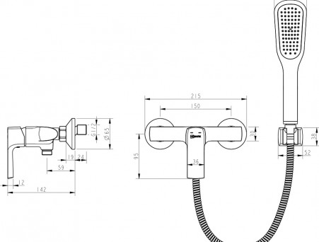 Смеситель для Душа «Lemark» Ursus, Черный (LM7203BL)