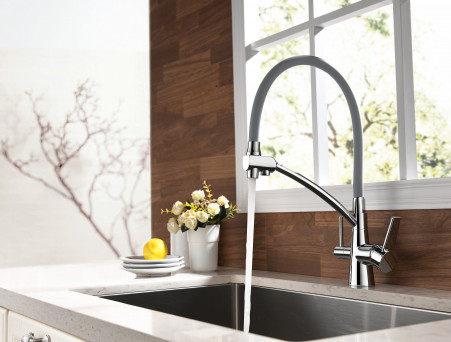 Смеситель для Кухонной Мойки «Lemark» Comfort, Хром, Серый (LM3071C-Gray)