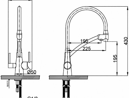 Смеситель для Кухонной Мойки «Lemark» Comfort, Хром, Серый (LM3071C-Gray)