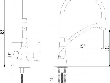 Смеситель для Кухонной Мойки «Lemark» Comfort, Хром, Черный (LM3070C)