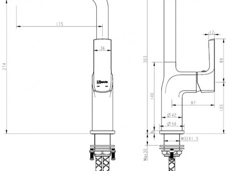 Смеситель для Кухонной Мойки «Lemark» Ursus, Черный (LM7205BL)