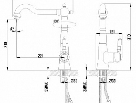 Смеситель для Кухонной Мойки «Lemark» Villa, Бронза (LM4805B)