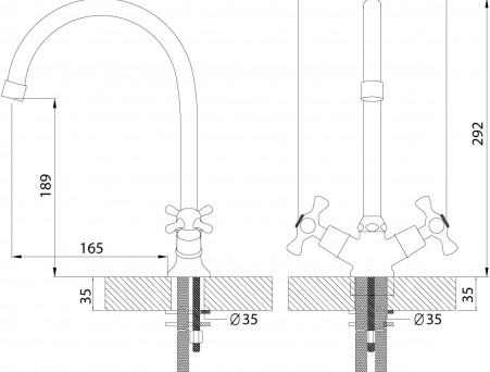 Смеситель для Кухонной Мойки «Rossinka» Н, Хром (H02-72)