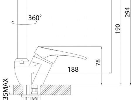 Смеситель для Кухонной Мойки «Rossinka» B, Хром (B35-23)