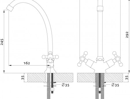 Смеситель для Кухонной Мойки «Rossinka» G, Хром (G02-71)