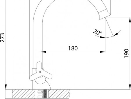 Смеситель для Кухонной Мойки «Rossinka» RS40, Хром (RS40-72)