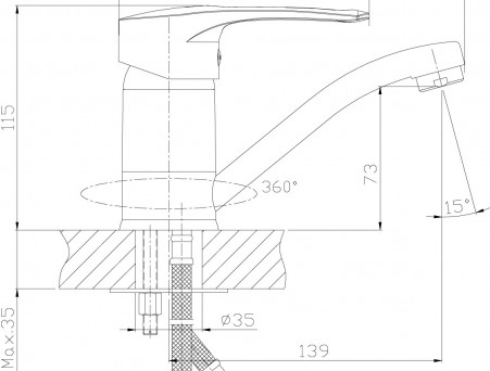 Смеситель для Кухонной Мойки «Rossinka» T, Хром (T40-22)