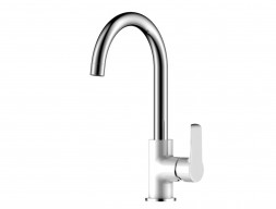 Смеситель для Кухонной Мойки «Rossinka» W, Белый, Хром (W35-24)