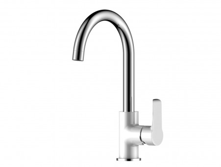 Смеситель для Кухонной Мойки «Rossinka» W, Белый, Хром (W35-24)