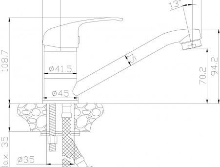 Смеситель для Кухонной Мойки «Rossinka» Y, Хром (Y35-22)