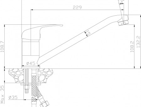 Смеситель для Кухонной Мойки «Rossinka» Y, Хром (Y35-21)