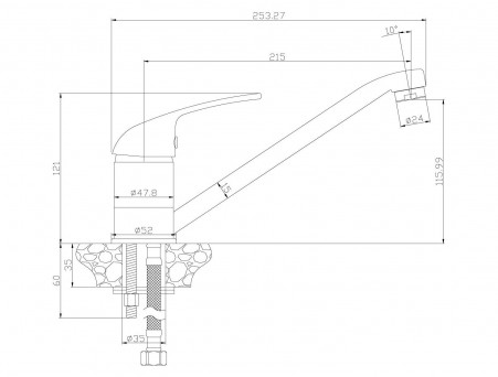 Смеситель для Кухонной Мойки «Rossinka» Y, Хром (Y40-21)