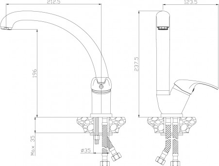 Смеситель для Кухонной Мойки «Rossinka» Y, Хром (Y35-23)