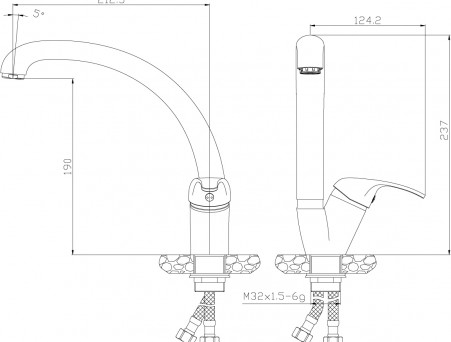 Смеситель для Кухонной Мойки «Rossinka» Y, Хром (Y35-23U)
