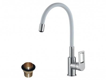 Смеситель для Кухонной Мойки «Rossinka» Z, Белый, Хром (Z35-35U-White)