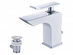 Смеситель для Раковины «Lemark» Contest с Донным Клапаном, Белый, Хром (LM5806CW)