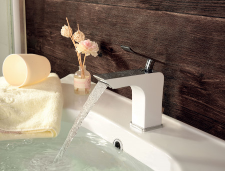 Смеситель для Раковины «Lemark» Contest с Донным Клапаном, Белый, Хром (LM5806CW)