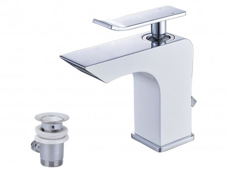 Смеситель для Раковины «Lemark» Contest с Донным Клапаном, Белый, Хром (LM5806CW)
