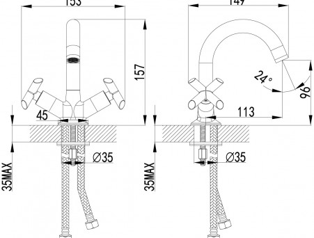 Смеситель для Раковины «Lemark» Practica, Хром (LM7507C)