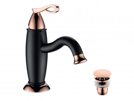 Смеситель для Раковины «Lemark» Prime с Донным Клапаном, Черный, Золото (LM6106BRG)