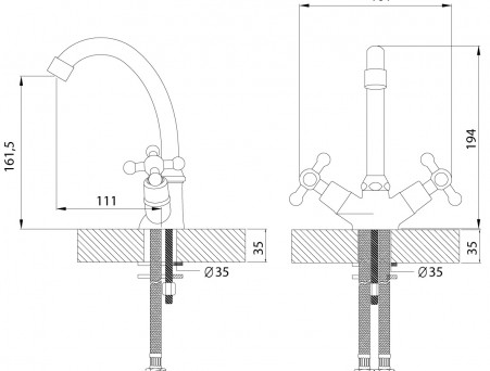 Смеситель для Раковины «Rossinka» G, Хром (G02-62)