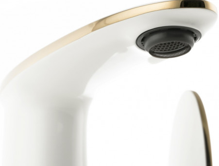 Смеситель для Раковины «Rossinka» RS30 с Донным Клапаном, Белый, Золото (RS30-11W)