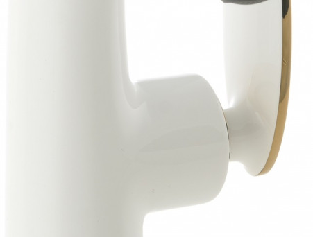 Смеситель для Раковины «Rossinka» RS30 с Донным Клапаном, Белый, Золото (RS30-11W)