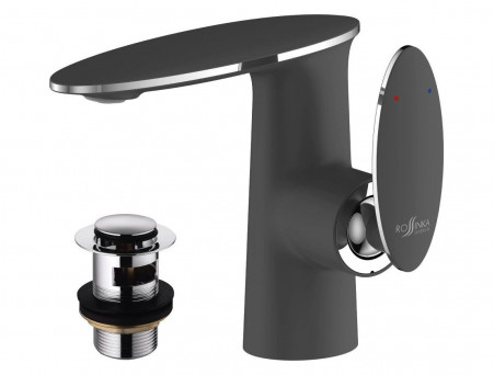 Смеситель для Раковины «Rossinka» RS30 с Донным Клапаном, Черный, Хром (RS30-11B)