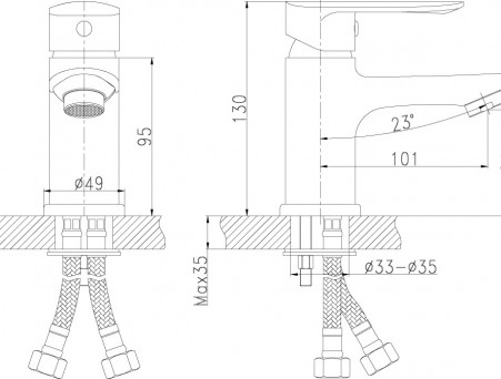 Смеситель для Раковины «Rossinka» RS32, Хром (RS32-11)