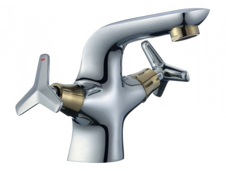 Смеситель для Раковины «Rossinka» RS41, Хром, Золото (RS41-61)