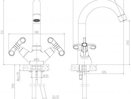 Смеситель для Раковины «Rossinka» RS42, Хром (RS42-62)
