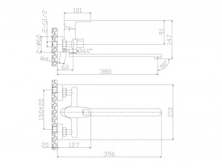 Смеситель Универсальный «Rossinka» RS33, Хром (RS33-32)