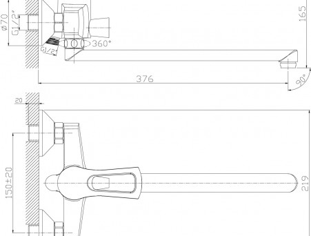 Смеситель Универсальный «Rossinka» T, Хром (T40-32)