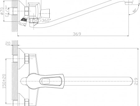 Смеситель Универсальный «Rossinka» T, Хром (T40-34)