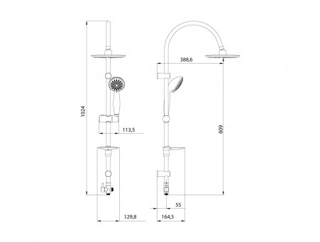 Душевой Гарнитур с Верхней Лейкой «Lemark» без Смесителя 88 (LM8801C)