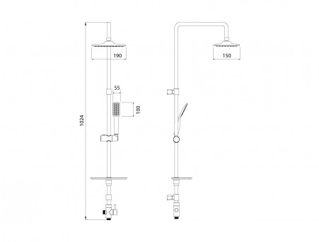 Душевой Гарнитур с Верхней Лейкой «Lemark» без Смесителя 88 (LM8804C)