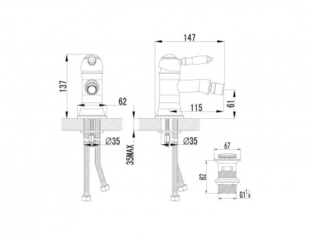 Смеситель для Биде «Lemark» 48 Villa (LM4808B)