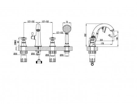 Смеситель для Ванны «Lemark» Встраиваемый 28 Vintage (LM2841B)